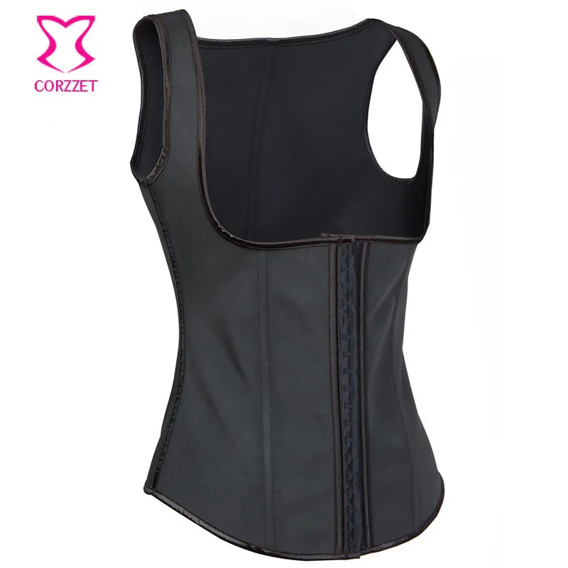Корццет черный латекс талии корсет плюс размер стальной кости для подтяжки