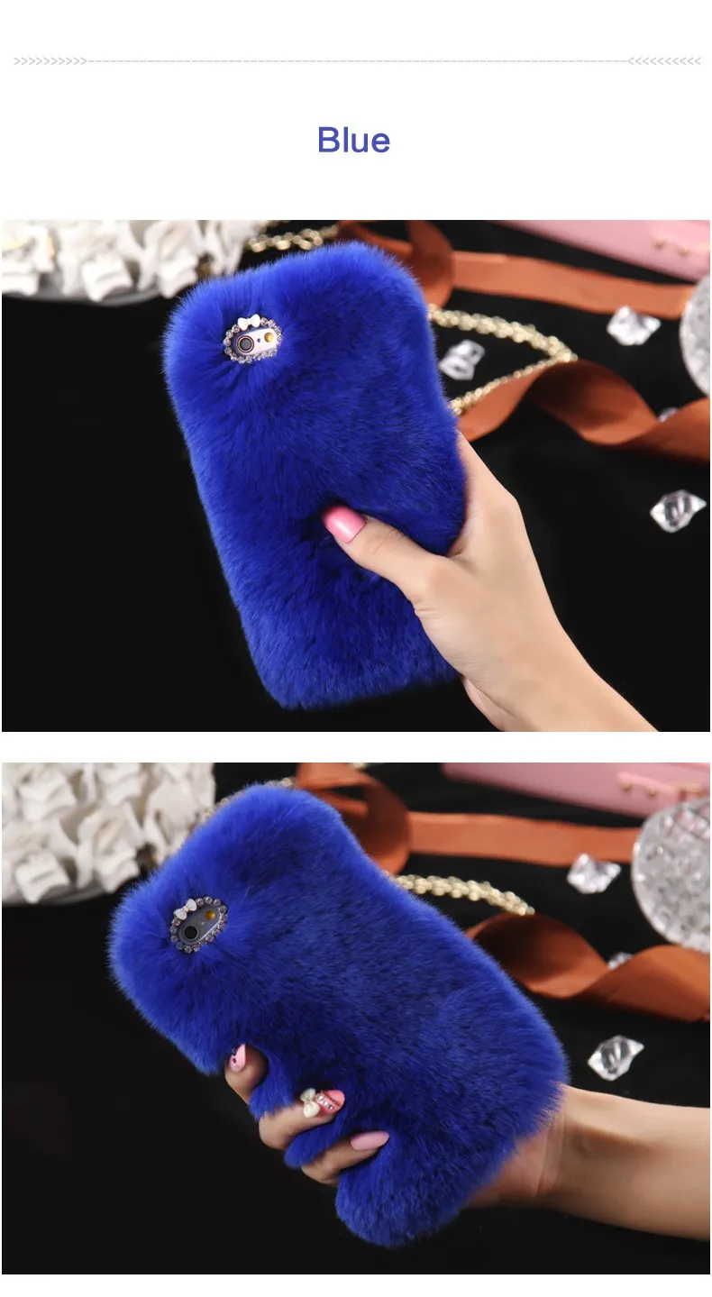 Royal Blue Натуральный мех мягкий чехол для huawei P Smart Honor V9 9 Lite Y6 зима теплый плюш волосы на заднюю панель телефон килифи Fundas - Цвет: Royal Blue