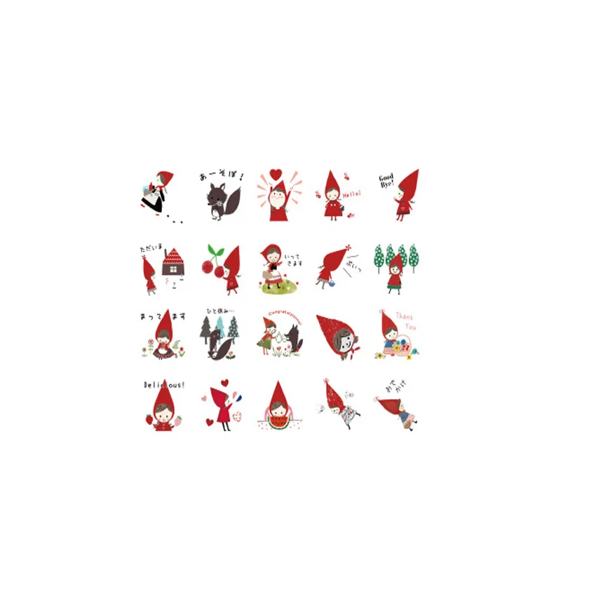Wolf and girl 15packs/lot Kawaii Cartoon Girl Stickers Diary Note Lovely DIY Decorative Stickers Scrapbooking DIY Gift Product Sealing Label - Цвет: Wolf and girl