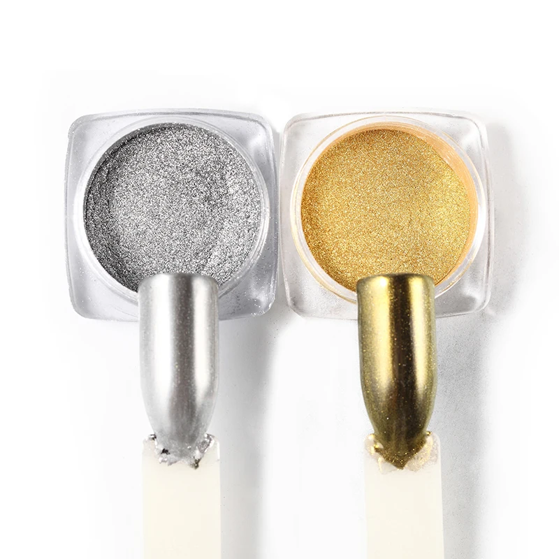 Новый Золотой и серебристый Блестящий зеркальный эффект для ногтей пигмент с