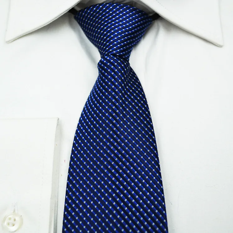 Easy Zipper Tie Mens Fashion Blue Business Neck Ties Striped Dot Pattern 8cm Neckwear Necktie for Men Formal Occasion | Аксессуары для