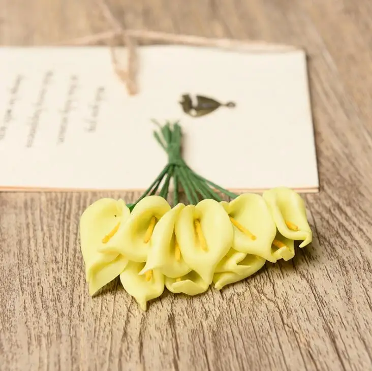 12 шт./лот Mini PE Calla Lily Искусственные цветы Букет Многоцветный Скрапбукинг цветок