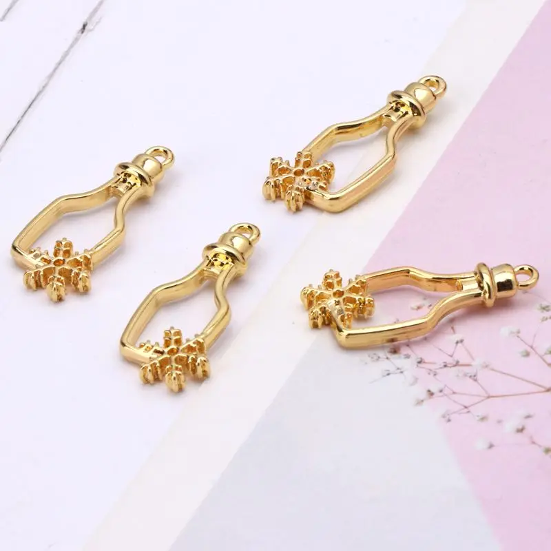 5Pcs Snowflake Bottle Pendant Metal Frame Blank Setting For UV Resin Jewelry DIY | Украшения и аксессуары