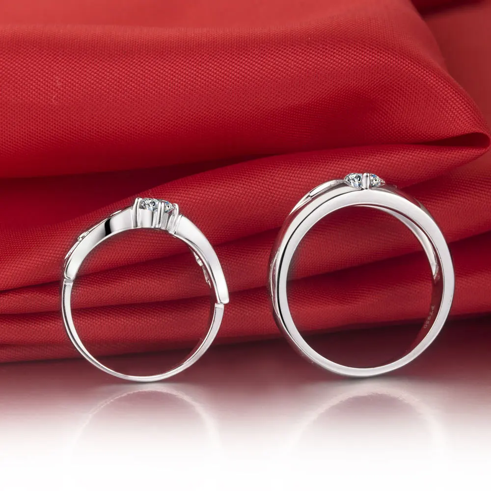 

Perfect Match Couple Rings Solid Gold 18K Angle Wing His and Her Rings Jewelry Verify Moissanite Diamond Rings for Couple