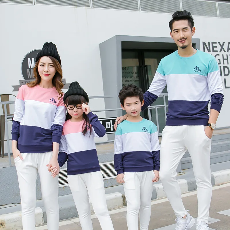 2018 хлопковая футболка в полоску для мамы и дочки папы ребенка одежда всей семьи