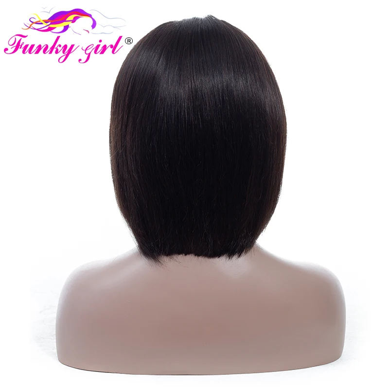 Funky Girl парик с коротким Бобом прямое закрытие шнурка человеческие волосы парики