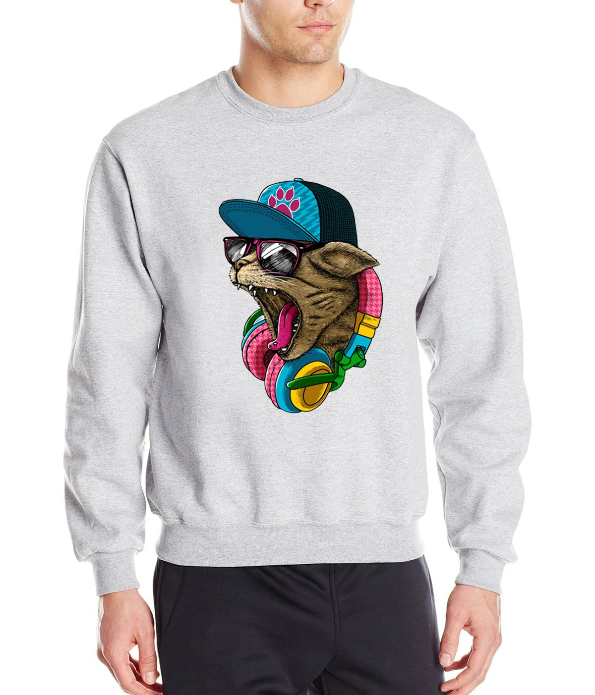 3D принт Crazy DJ Cat забавные толстовки мужские модные брендовые толстовки весна зима флис принт с животными спортивный костюм для взрослых