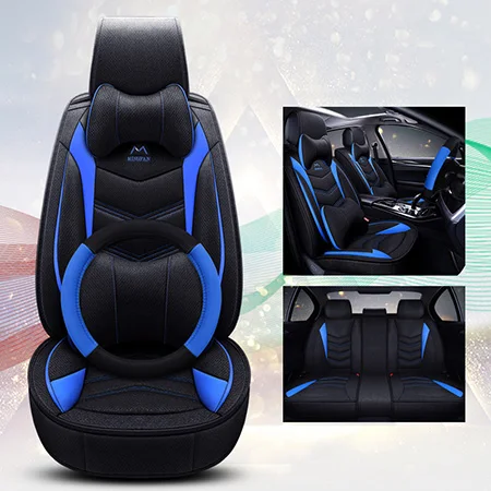 Black Blue Luxury Передние+ задние) льняные чехлы для сидений автомобиля набор для kia Rio 3 4 kia Sorento soul spectra Sportage Stinger Stonic 2013 - Название цвета: Black Blue Luxury