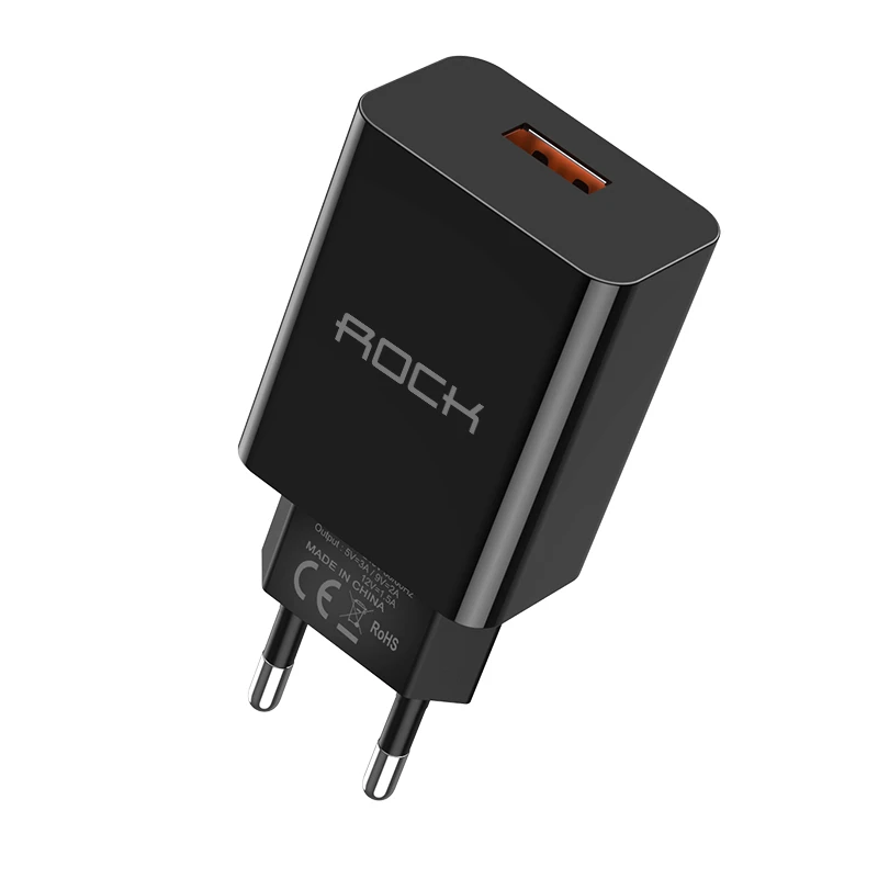Black ROCK Quick Charge 3,0 USB QC3.0 настенное зарядное устройство для мобильного телефона Быстрая зарядка USB зарядное устройство 18 Вт для iphone samsung Xiaomi huawei - Тип штекера: Black