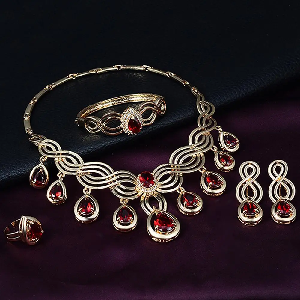 4X/набор Женские Ювелирные наборы модные хрустальные ожерелья со стразами серьги