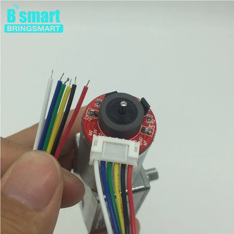 Bringsmart кодер червячный редуктор Мотор GY-370B 12 В DC мотор 24 в мини редуктор энкодер 6 об/мин высокий крутящий момент 90 об/мин микроэлектродвигатель