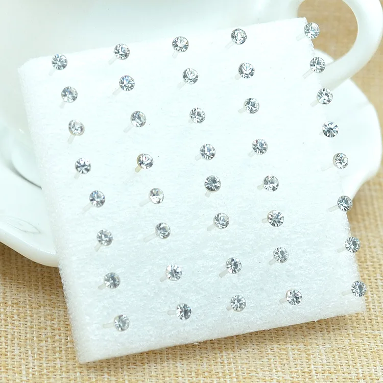 3mm 20 пар/компл. Кристальные серьги гвоздики с камнем Красочные Модные серьги для женщин ювелирные изделия серебро Цвет Пирсинг 2,5/3/4/5/6/7/8 мм - Окраска металла: 3mm