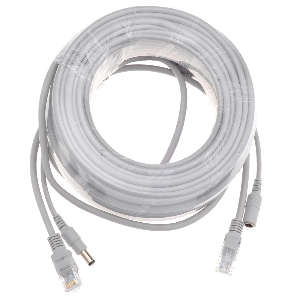 Кабель Ethernet SUCAM 5 м/10 м/15 м/20 м/30 м CAT5/CAT 5e серый кабель питания RJ45 + DC для ip камер NVR