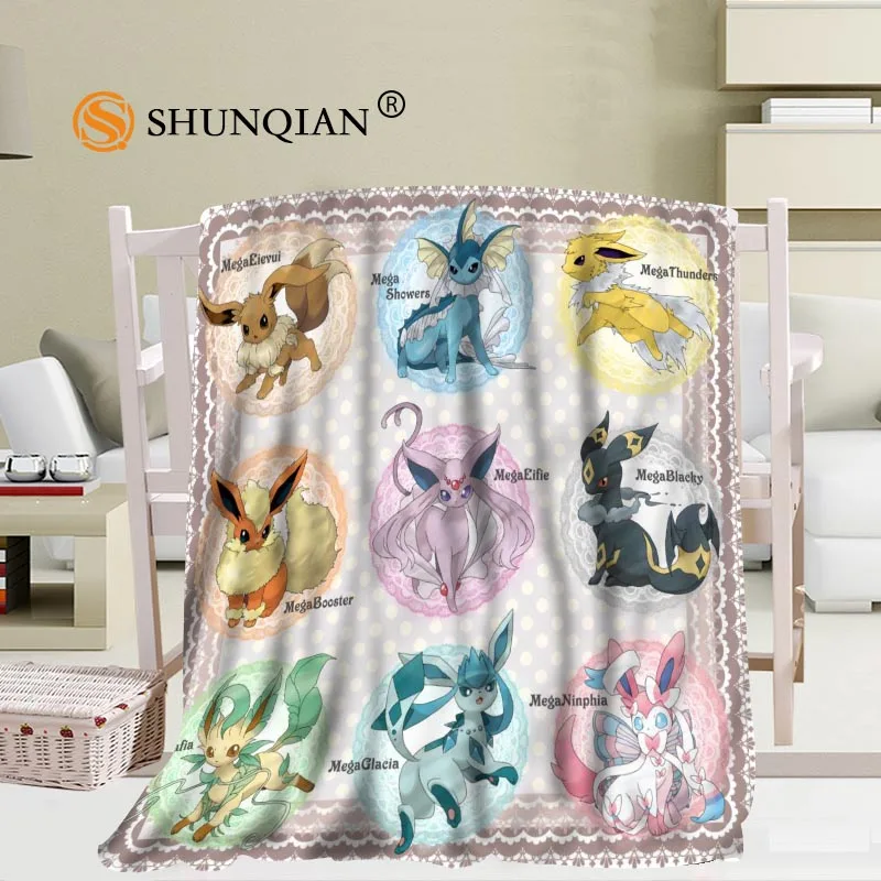 Blanket Пользовательские Eevee(Покемон) одеяла из фланелевой ткани 56x80 дюймов 50X60 дюймов 40X50 дюймов диван кровать плед ребенок взрослый теплое одеяло - Цвет: Blanket