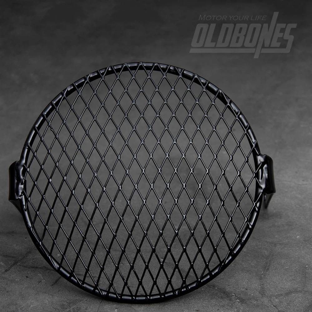 OLDBONES 16,5 см Винтаж Кафе Racer фар крышка Diamond форма сетки металлический корпус передняя фара гвардии