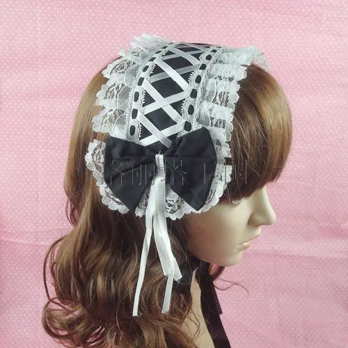 

Lourie lolita princess dress ribbon lace hair accessory black and white hair bands cos hair band bow