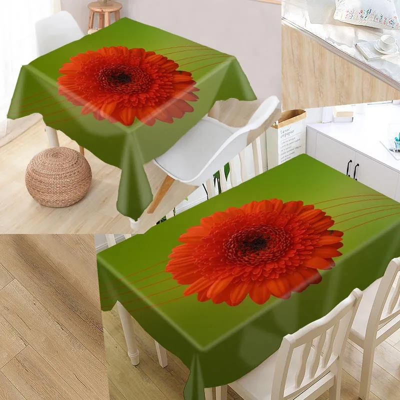 

Best Gerbera Flower Custom Table Cloth Rectangular Oxford Print Waterproof Oilproof Square Table Cover Wedding Tablecloth P~