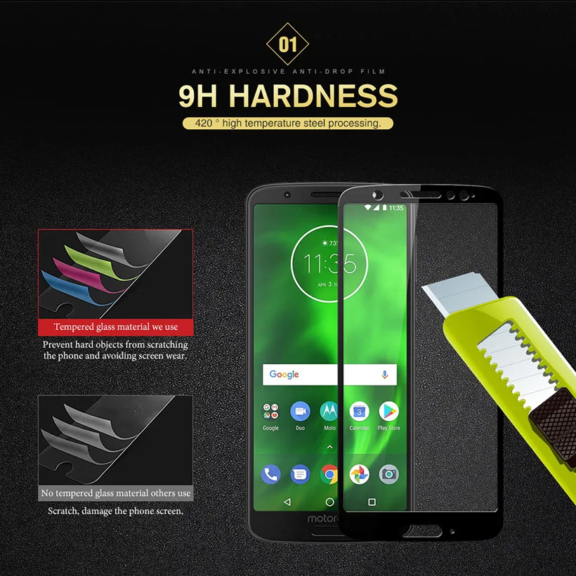 DEROZAN Защитные пленки для Motorola Moto G6 1S закаленное стекло 3D полное покрытие защитная