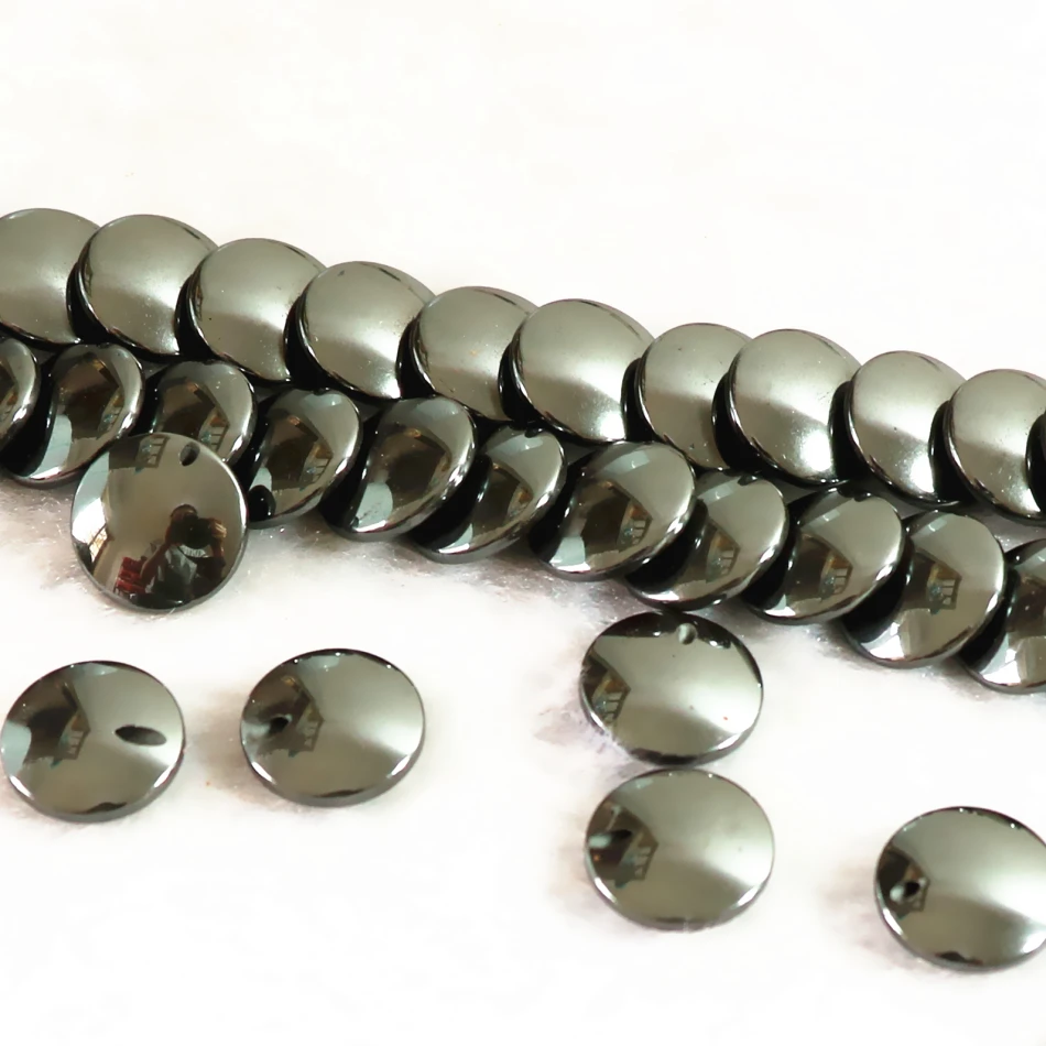 Амулеты черный гематит камень 10 мм 12 Мода Круглый торт стек бусины Свободные diy