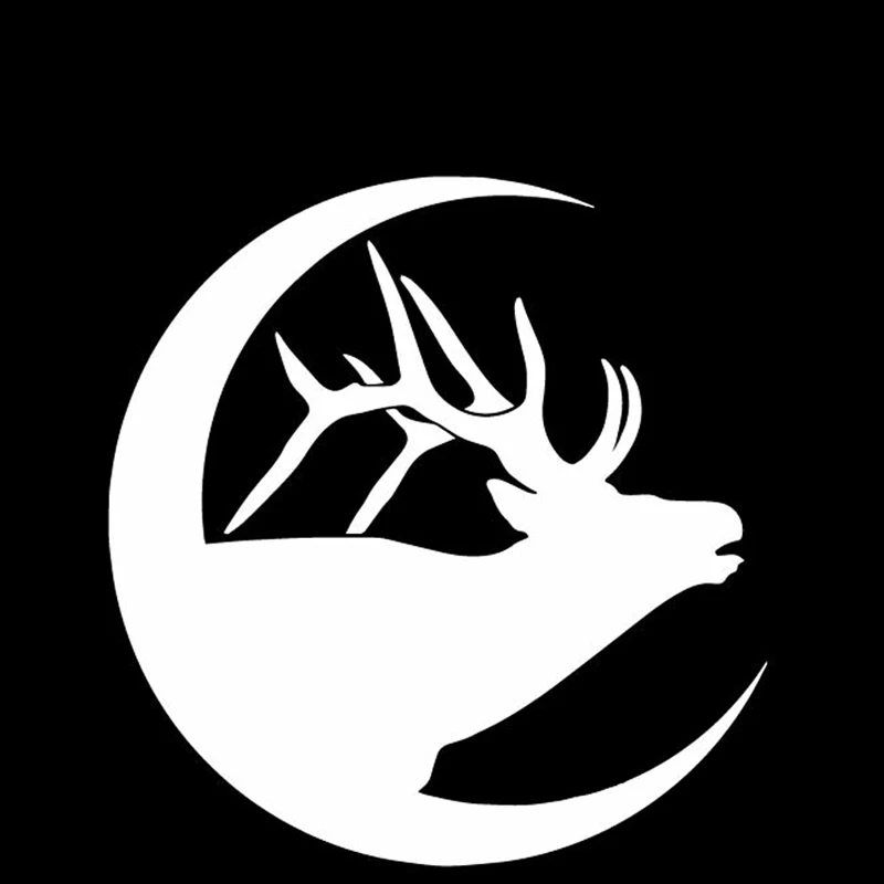 YJZT 14.9CM*15.5CM Deer And Moon Creative Combination Car Trunk Decor Sticker Vinyl Decal Black/Silver C4-2028 | Автомобили и