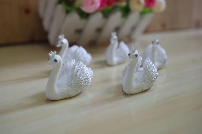 Винтажный белый мини Лебедь в европейском стиле свадебные сувениры держатели