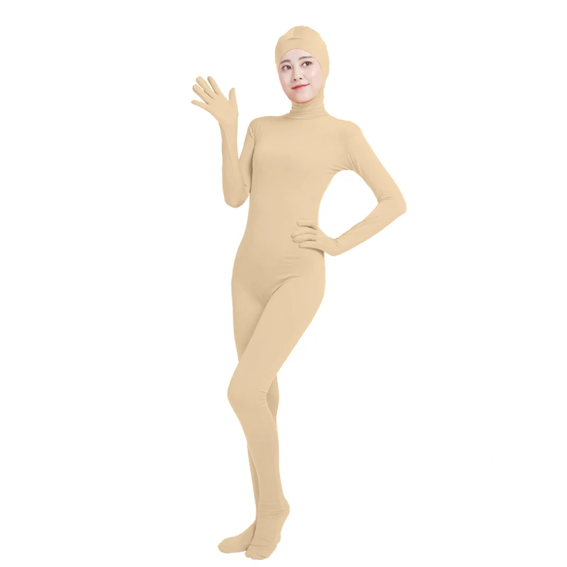 Nude Ensnovo, унисекс, косплей, Zentai, костюмы для женщин и мужчин, для взрослых, с открытым лицом, на все тело, спандекс, зентай-костюм, черный, боди, костюмы для косплея - Цвет: Nude
