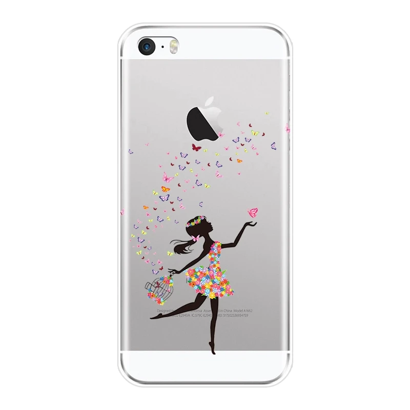 Чехол для Телефона iPhone 5 S 5C задняя крышка из мягкого силикона с черным сердцем
