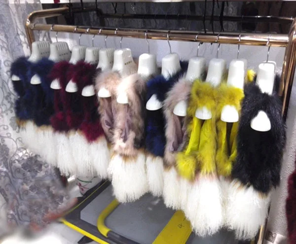 Женщины настоящее мех монгольской овцы постепенное цвет жилет Мех контрастность