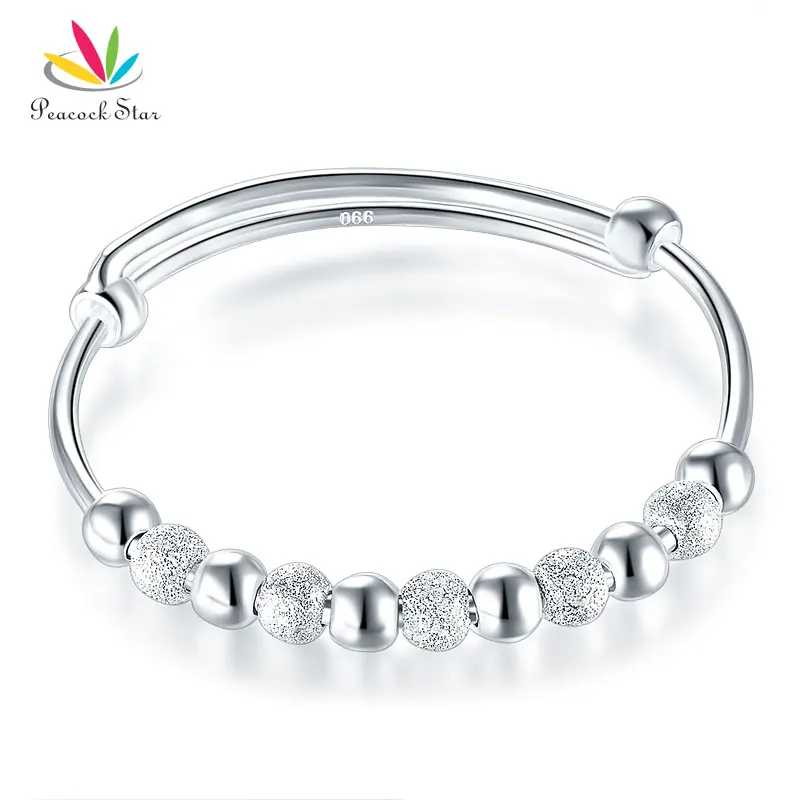 

Peacock Star Solid 999 Silver Bangle Bracelet Baby Gift Adjustable Size CFB8001