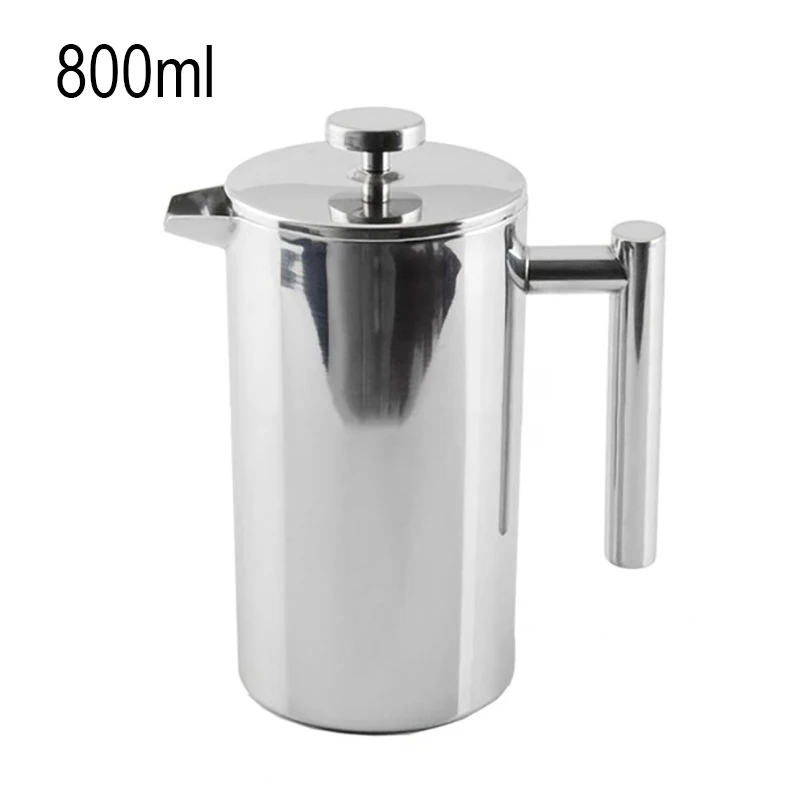 800ml Френч-пресс для приготовления кофе с двойными стенками из нержавеющей стали, кофейник с изоляцией, заварочный чайник, дающий один фильтр, корзины - Цвет: 800ml