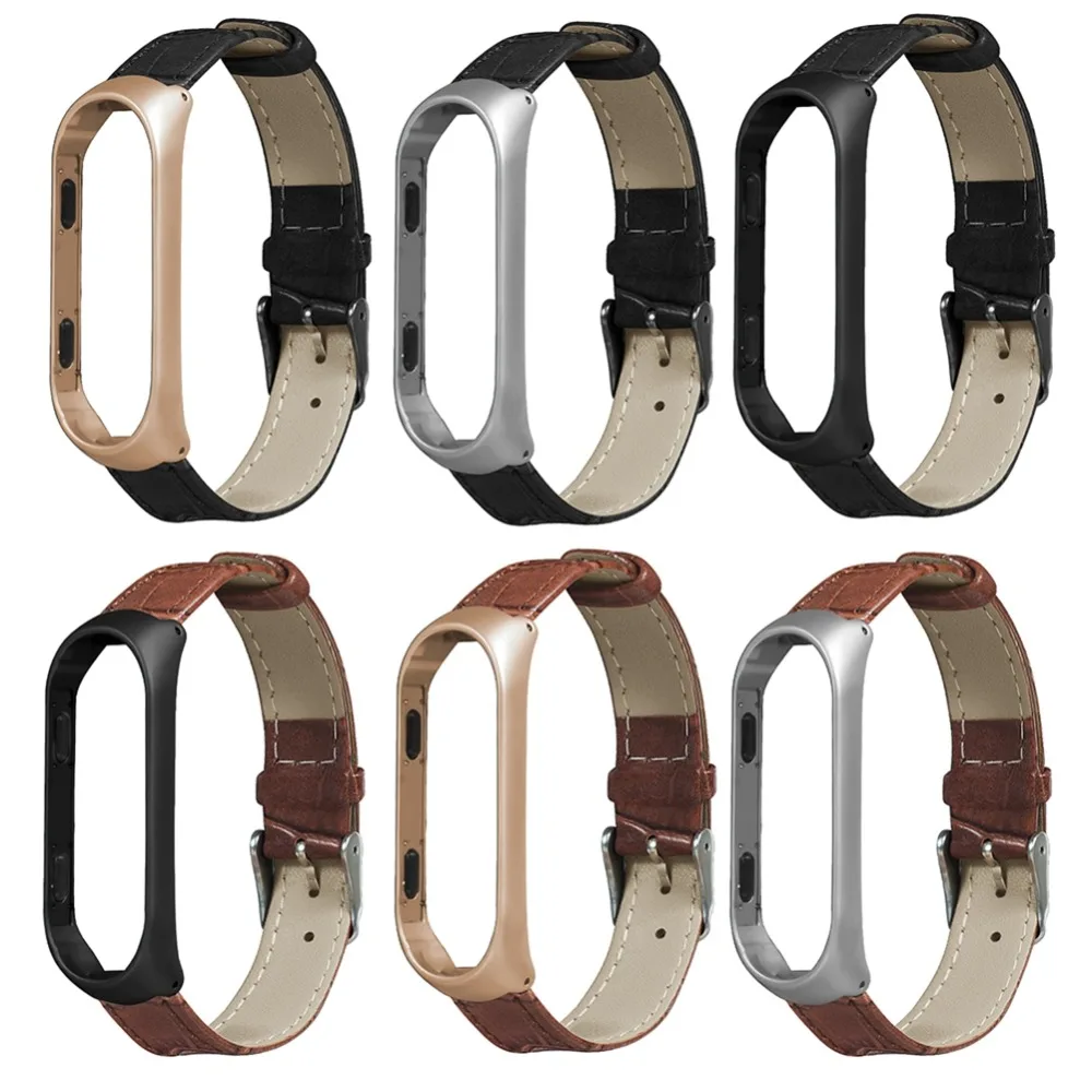 HANGRUI mi band 3 наручные часы на кожаном ремешке ремешок для Xiaomi mi band 3 умный браслет с металлической пряжкой черный чехол из розового золота ремни
