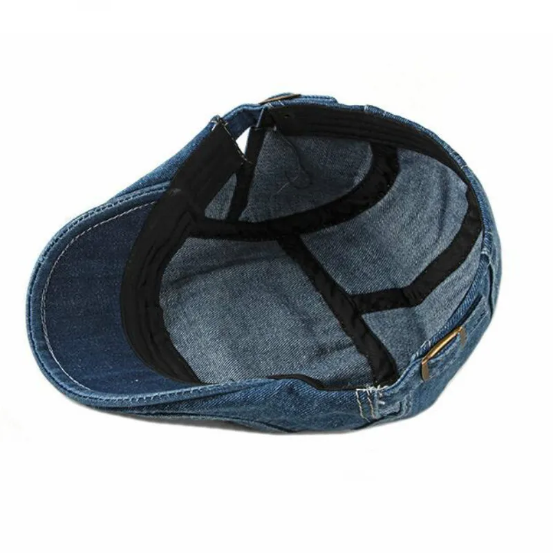Мужской джинсовый берет в стиле ретро регулируемая джинсовая кепка плоская на