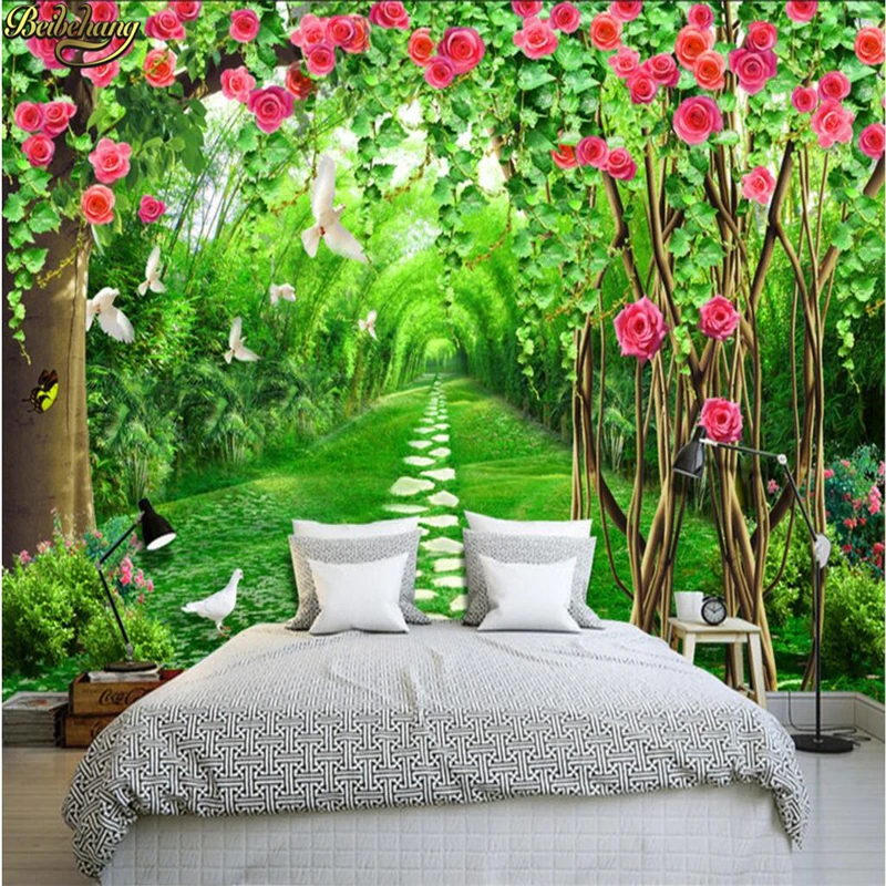

beibehang Custom photo wallpaper flower vine bamboo forest path 3D cafe restaurant theme hotel background mural papel de parede