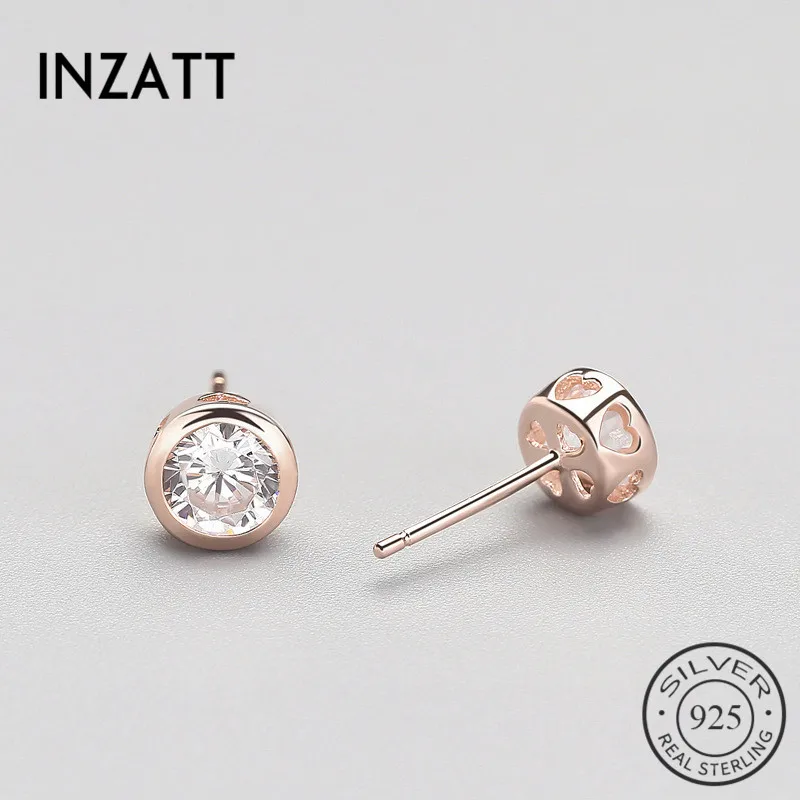 INZATT, 925 пробы, серебряные циркониевые серьги-гвоздики в форме сердца, хорошее ювелирное изделие, аксессуары для женщин, для помолвки, вечерние, модные подарки