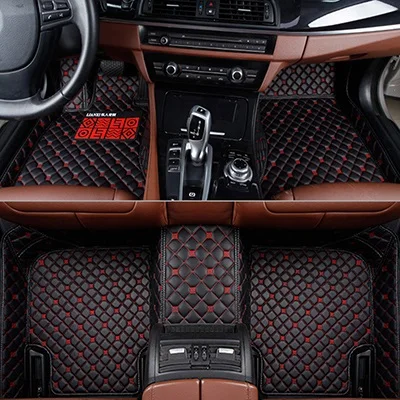 Black and red line Флэш-мат кожаные автомобильные коврики для Fiat все модели Ottimo 500 Panda Punto palio Linea Sedici Viaggio Браво Фримонт укладки - Название цвета: Black and red line