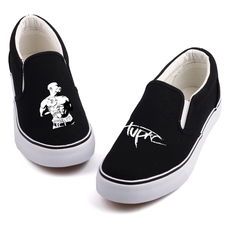 Парусиновые туфли с принтом рэпер певец в стиле хип-хоп мужские плоские лоферы