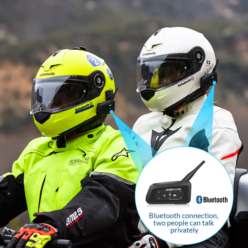 Lexin 4 шт. R6 1200 м Мотоциклетный Bluetooth шлем гарнитуры домофон до 6 всадников беспроводной водонепроницаемый переговорные гарнитуры gps MP3