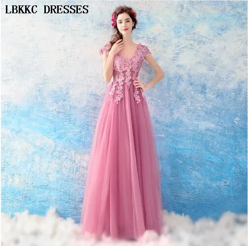 

Robe De Soiree Longue Sleeveless Nude Pink Evening Dresses Tulle Lace A Line Vestidos De Noche Long Evening Dresses