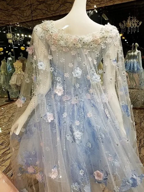 Синий CloverBridal романтические кружевные аппликации чай Длина Розовый платье для беременных выпускного вечера с длинным мягким тюлем плеча пряжи для беременных женщин - Цвет: Синий