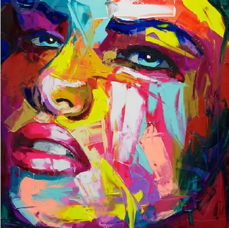 Франсуаза Nielly нож абстрактный рисунок на холсте портрет лица масло фигура, изображенная красками стены искусства картины украшения для дома - Цвет: Yellow