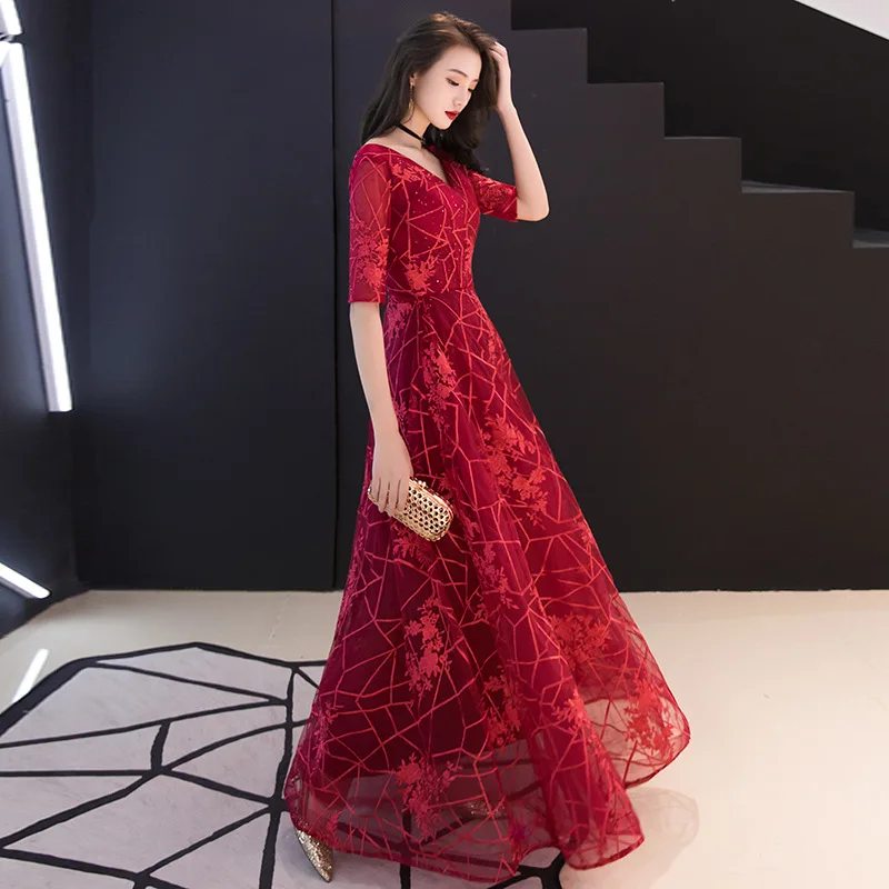 Бордовые атласные платья для банкета в восточном стиле китайские винтажные
