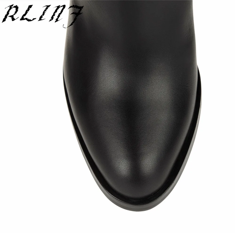RLINF/женская зимняя обувь Женские сапоги до колена из натуральной кожи Кожаные