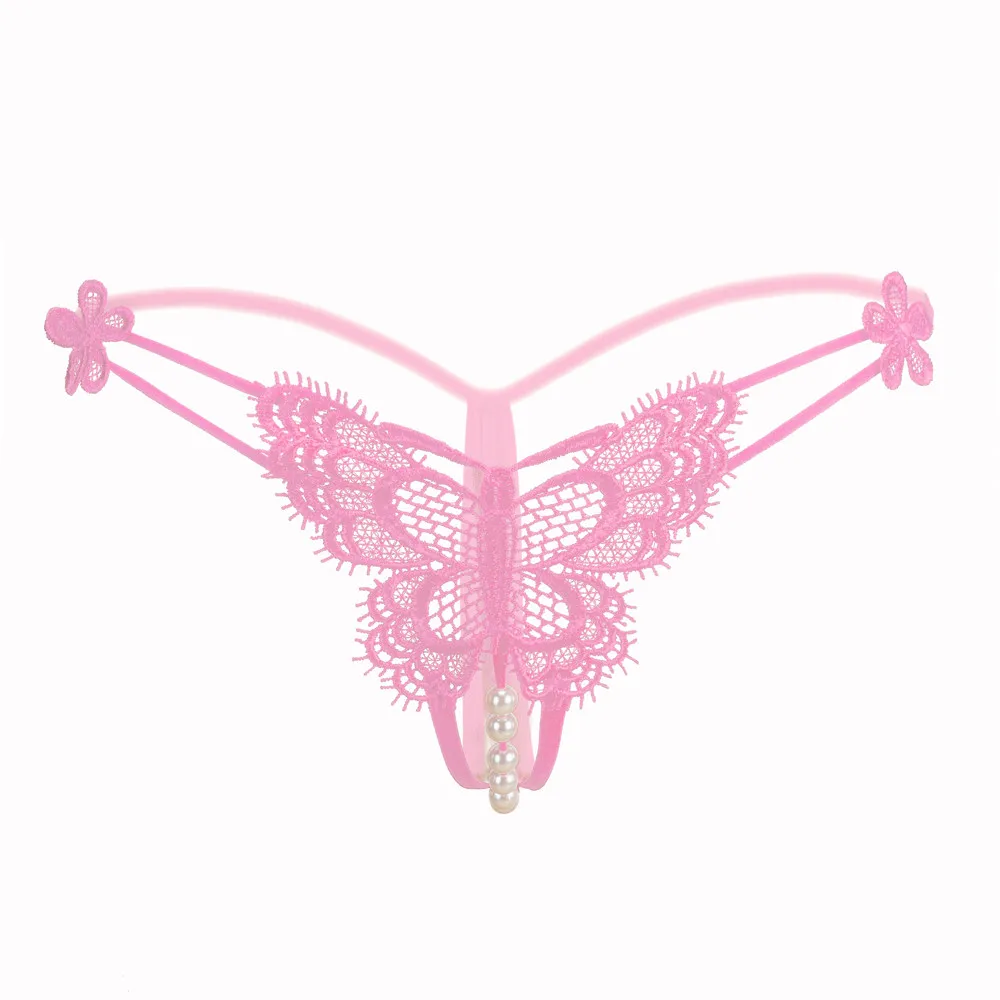 Pink Женские сексуальные кружевные прозрачные трусики, стринги, стринги, жемчужное сексуальное нижнее белье, сексуальные Эротические трусики с открытой промежностью, нижнее белье# QQ5 - Цвет: Pink