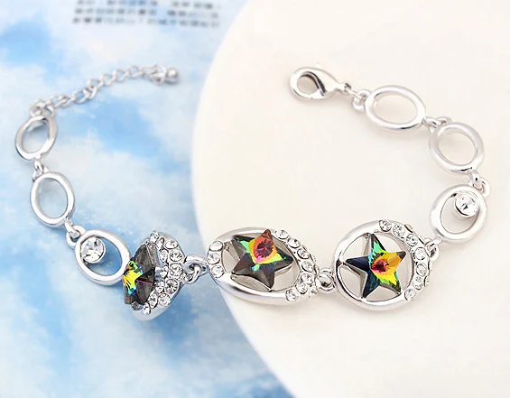 Новые кристаллы от Swarovski красивый браслет для женщин Разноцветные австрийские кристаллы Мода начать браслет-цепочка