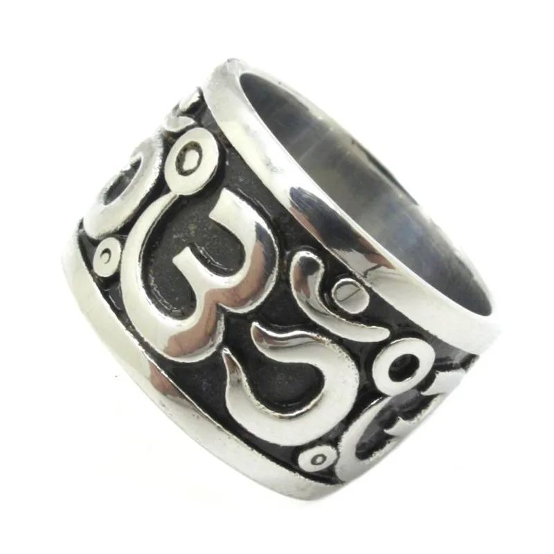 Omsymbol Buddhism Biker Vintage Male Jewellery Rock Gothic Stainless Steel OM Ring Free Shipping New Gift | Украшения и