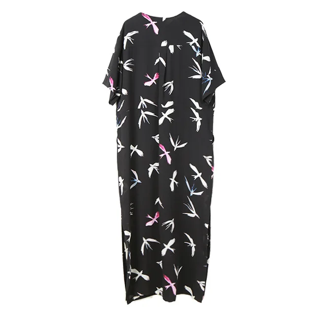 ARANSUE Summer 2019 Kimono dresses Retro Japanese Style and Small Swallow V collar Long Dress chiffon robe | Женская одежда
