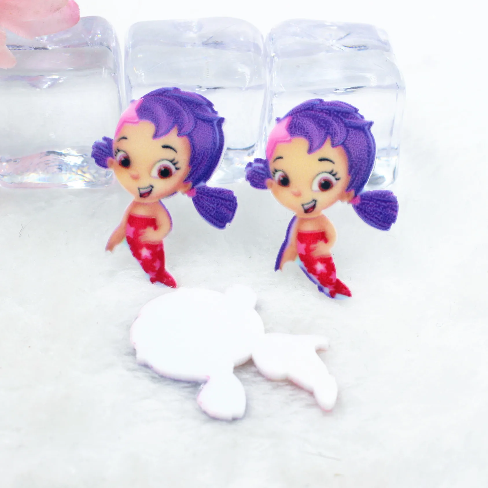 Kawaii Мультфильм плоское заднее украшение из смолы девушка фигурка пузырь гуппи