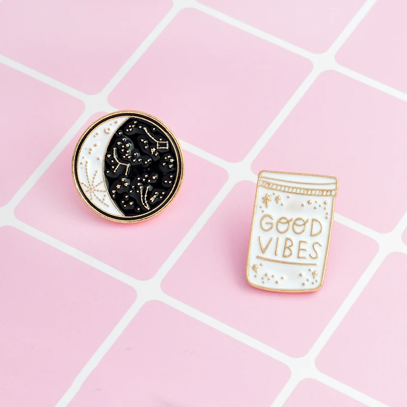 Великолепный звёздное небо Good vibes эмали штырь отворотом Созвездие булавки и