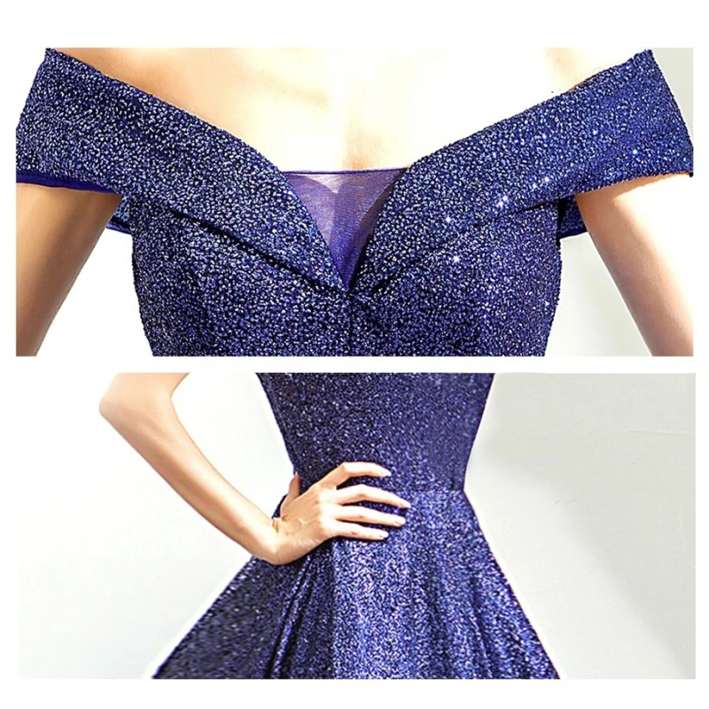 SOCCI Robe De Soiree новое роскошное блестящее вечернее платье для банкета невесты синего