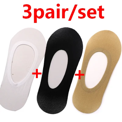 3 Pair 1/3/4Pairs Women Silicone Invisible Cotton Socks Slippers for Girls Summer Thin Boat Socks Non Slip Low Cut Ankle Sox Calcetines - Цвет: 3 Pair